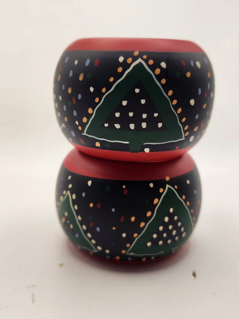 Set Of‎ 4 Christmas Tree Napkin Rings Made In India Winter Holiday Decor